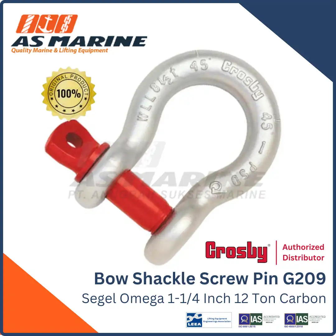 Bow Shackle / Segel Omega Crosby G209 Screw PIN 1-1/4 Inch 12 Ton